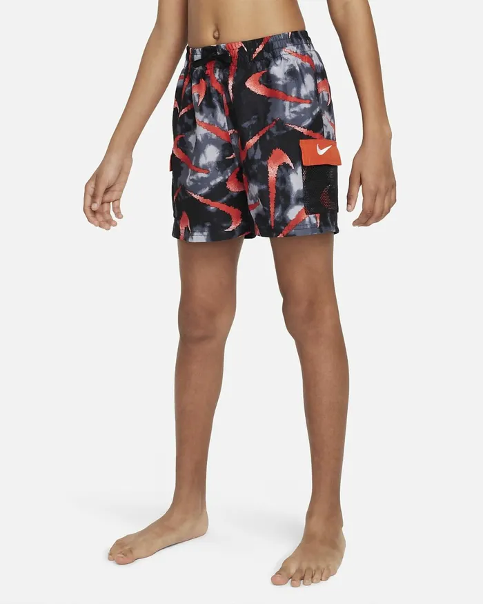 Kids Swim Blackpicante Redlight Smoke Greywhite Nike Shorts