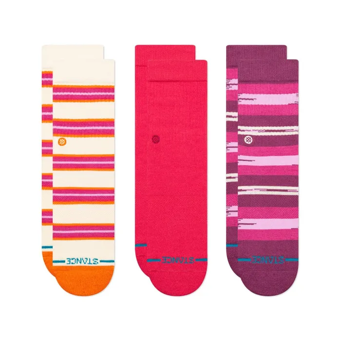 Kids Trailbound Kids Crew Socks 3 Pack Pink Stance Kids