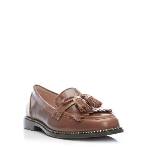 Kinsley Tan Leather Women Moda In Pelle Flat And Ballerina Shoes