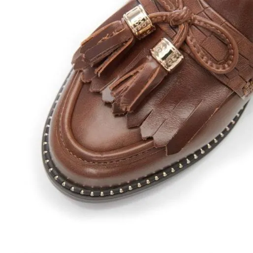 Kinsley Tan Leather Women Moda In Pelle Flat And Ballerina Shoes