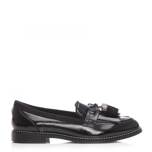 Kinsley W Black Leather Women Moda In Pelle Flat And Ballerina Shoes
