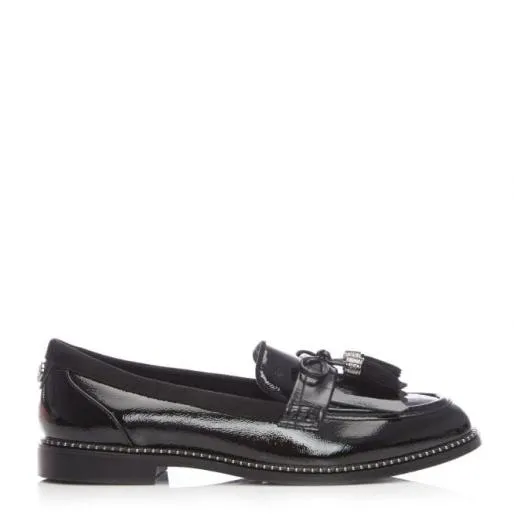 Kinsley W Black Leather Women Moda In Pelle Flat And Ballerina Shoes