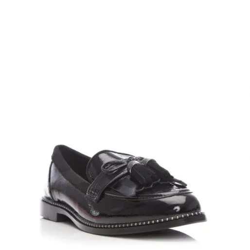 Kinsley W Black Leather Women Moda In Pelle Flat And Ballerina Shoes