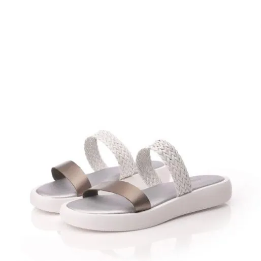 Ladoras White Leather Women Moda In Pelle Slider Sandals Ladoras White Leather Women Moda In Pelle Slider Sandals