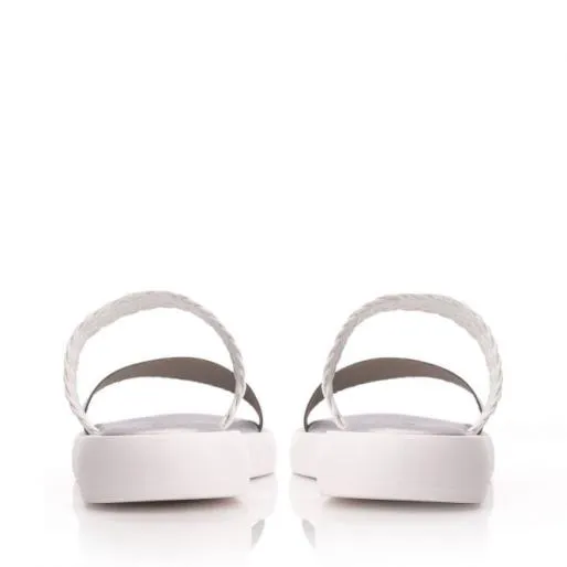 Ladoras White Leather Women Moda In Pelle Slider Sandals Ladoras White Leather Women Moda In Pelle Slider Sandals
