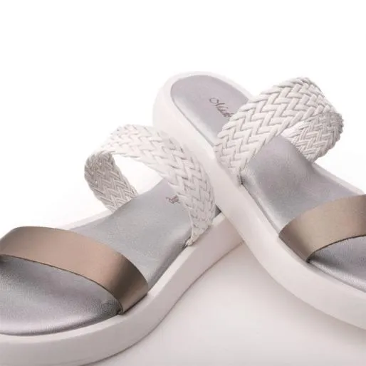 Ladoras White Leather Women Moda In Pelle Slider Sandals Ladoras White Leather Women Moda In Pelle Slider Sandals