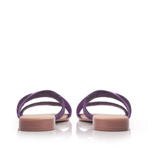 Lagoona Purple Leather Women Moda In Pelle Flat Sandals Lagoona Purple Leather Women Moda In Pelle Flat Sandals