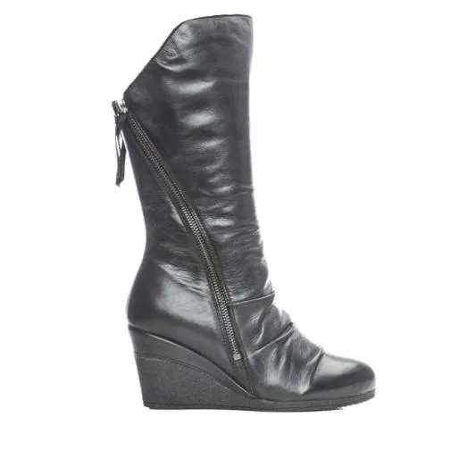 Lamilla Black Leather Women Moda In Pelle Black Boots