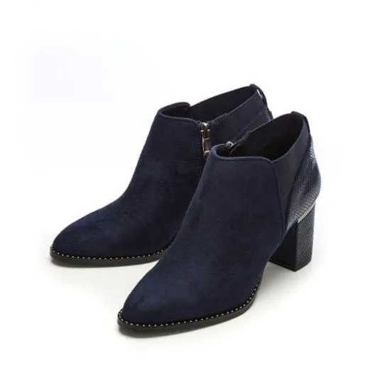 Lavinia Navy Alcantara Women Moda In Pelle Ankle Boots