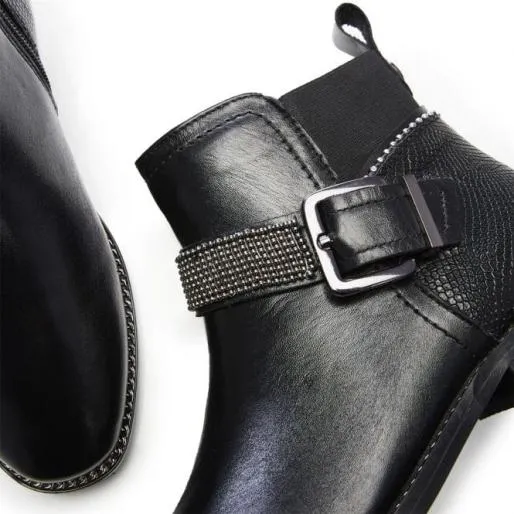 Lechem Black Leather Women Moda In Pelle Ankle Boots Lechem Black Leather Women Moda In Pelle Ankle Boots