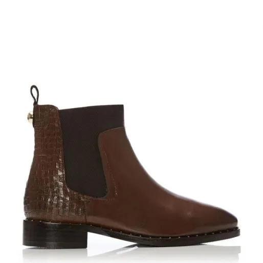 Leilana Tan Leather Women Moda In Pelle Ankle Boots