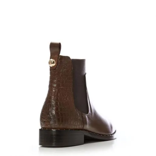 Leilana Tan Leather Women Moda In Pelle Ankle Boots