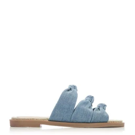 Lemelli Blue Textile Women Moda In Pelle Flat Sandals