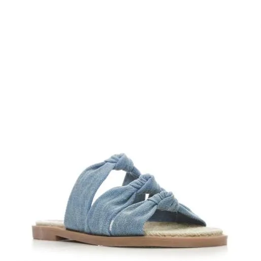 Lemelli Blue Textile Women Moda In Pelle Flat Sandals Lemelli Blue Textile Women Moda In Pelle Flat Sandals