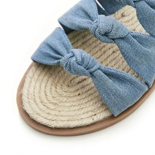 Lemelli Blue Textile Women Moda In Pelle Flat Sandals Lemelli Blue Textile Women Moda In Pelle Flat Sandals