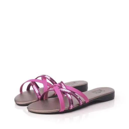 Lesta Fuschia Leather Women Moda In Pelle Flat Sandals Lesta Fuschia Leather Women Moda In Pelle Flat Sandals