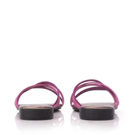 Lesta Fuschia Leather Women Moda In Pelle Flat Sandals Lesta Fuschia Leather Women Moda In Pelle Flat Sandals