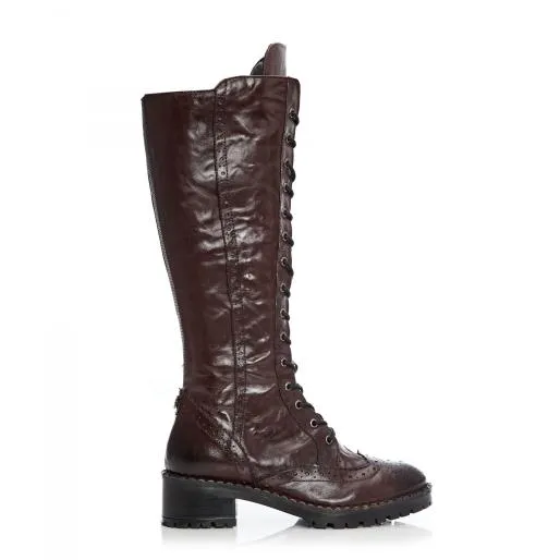 Liberto Burgundy Leather Women Moda In Pelle Leather Boots