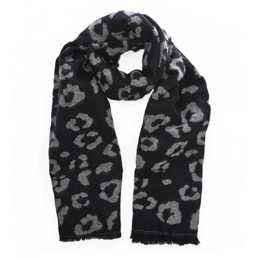 Lila Scarf Black 8211 Leopard Fabric Women Moda In Pelle Scarves