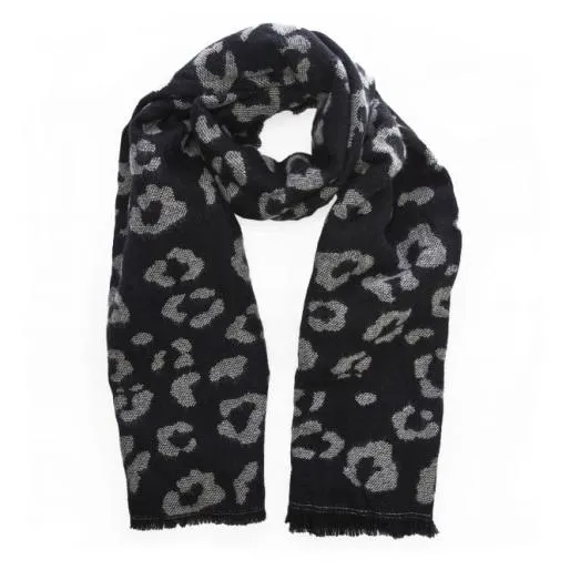 Lila Scarf Black 8211 Leopard Fabric Women Moda In Pelle Scarves