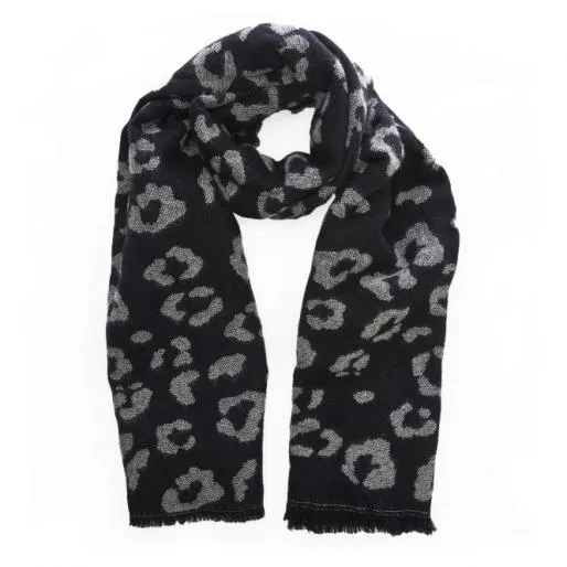 Lila Scarf Black 8211 Leopard Fabric Women Moda In Pelle Scarves