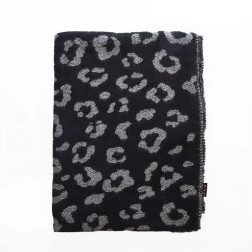 Lila Scarf Black 8211 Leopard Fabric Women Moda In Pelle Scarves