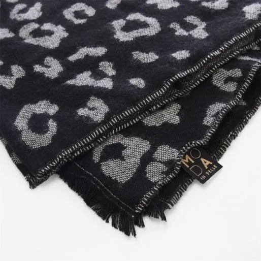 Lila Scarf Black 8211 Leopard Fabric Women Moda In Pelle Scarves