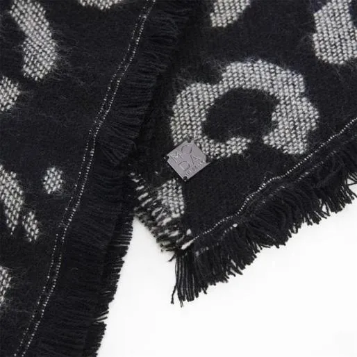 Lila Scarf Black 8211 Leopard Fabric Women Moda In Pelle Scarves