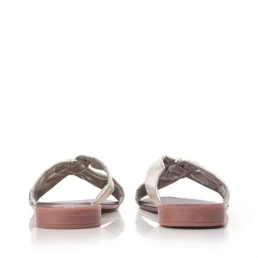 Lily Gold Leather Women Moda In Pelle Flat Sandals Lily Gold Leather Women Moda In Pelle Flat Sandals