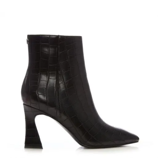 Linette Black Patent Mocc Croc Women Moda In Pelle Ankle Boots