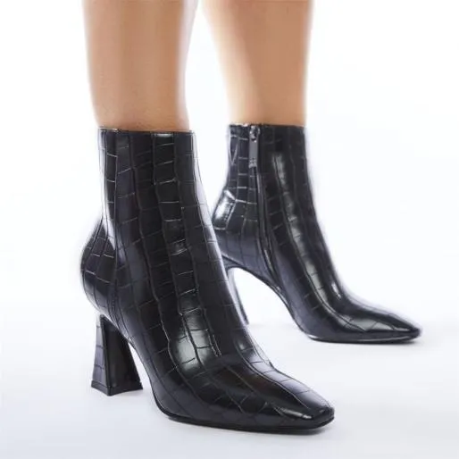 Linette Black Patent Mocc Croc Women Moda In Pelle Ankle Boots Linette Black Patent Mocc Croc Women Moda In Pelle Ankle Boots