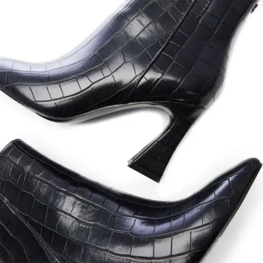 Linette Black Patent Mocc Croc Women Moda In Pelle Ankle Boots Linette Black Patent Mocc Croc Women Moda In Pelle Ankle Boots