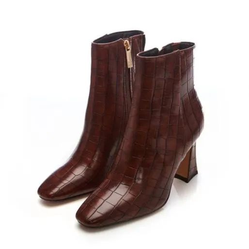 Linette Brown Patent Mocc Croc Women Moda In Pelle Ankle Boots Linette Brown Patent Mocc Croc Women Moda In Pelle Ankle Boots