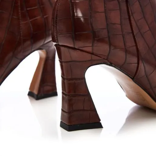 Linette Brown Patent Mocc Croc Women Moda In Pelle Ankle Boots Linette Brown Patent Mocc Croc Women Moda In Pelle Ankle Boots