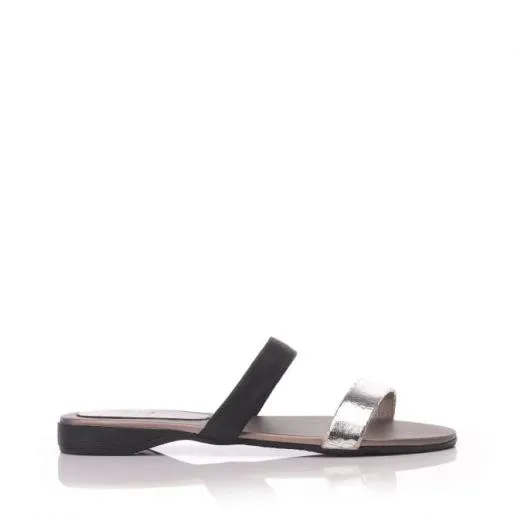Lissa Silver Leather Women Moda In Pelle Flat Sandals
