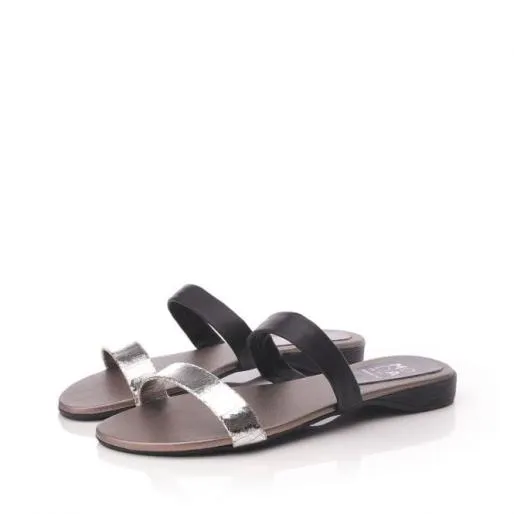 Lissa Silver Leather Women Moda In Pelle Flat Sandals Lissa Silver Leather Women Moda In Pelle Flat Sandals