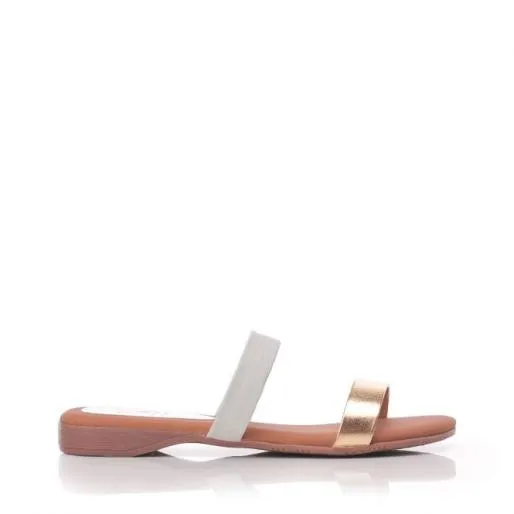 Lissa White Leather Women Moda In Pelle Flat Sandals