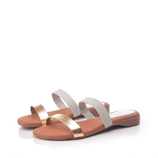 Lissa White Leather Women Moda In Pelle Flat Sandals Lissa White Leather Women Moda In Pelle Flat Sandals