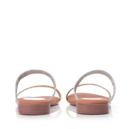 Lissa White Leather Women Moda In Pelle Flat Sandals Lissa White Leather Women Moda In Pelle Flat Sandals