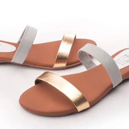 Lissa White Leather Women Moda In Pelle Flat Sandals Lissa White Leather Women Moda In Pelle Flat Sandals