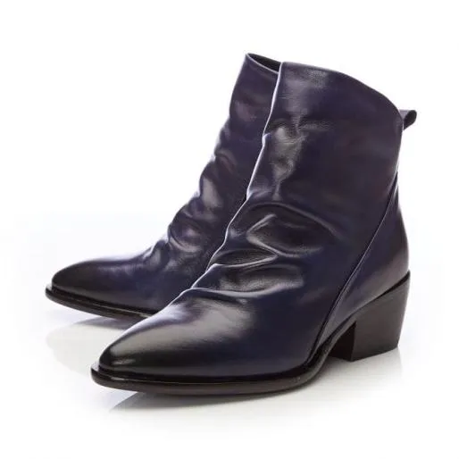 Lizbethy Navy Leather Women Moda In Pelle Ankle Boots Lizbethy Navy Leather Women Moda In Pelle Ankle Boots