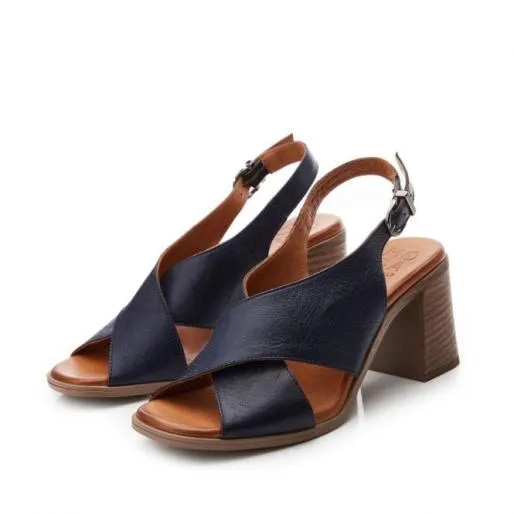 Lorilla Navy Leather Women Moda In Pelle Heeled Sandals Lorilla Navy Leather Women Moda In Pelle Heeled Sandals