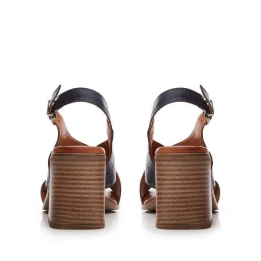 Lorilla Navy Leather Women Moda In Pelle Heeled Sandals Lorilla Navy Leather Women Moda In Pelle Heeled Sandals