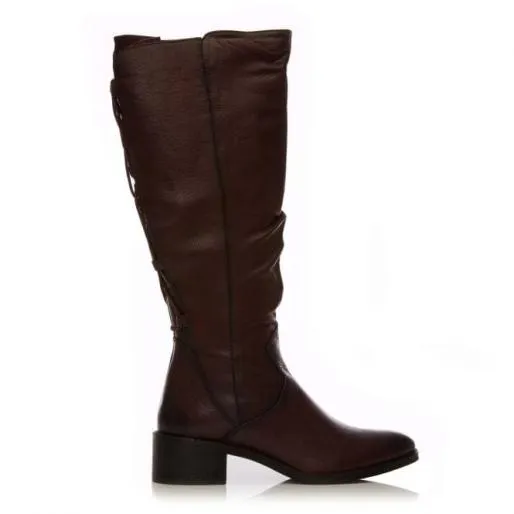 Lucura Burgundy Leather Women Moda In Pelle Knee High Boots