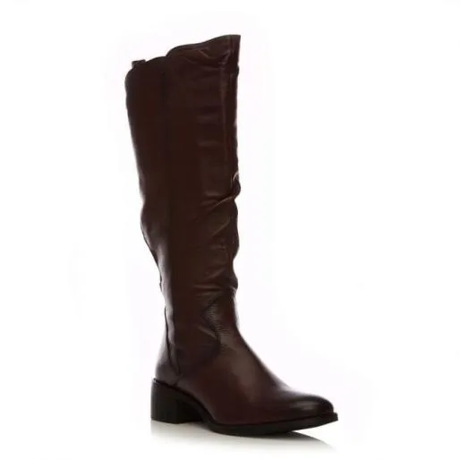 Lucura Burgundy Leather Women Moda In Pelle Knee High Boots