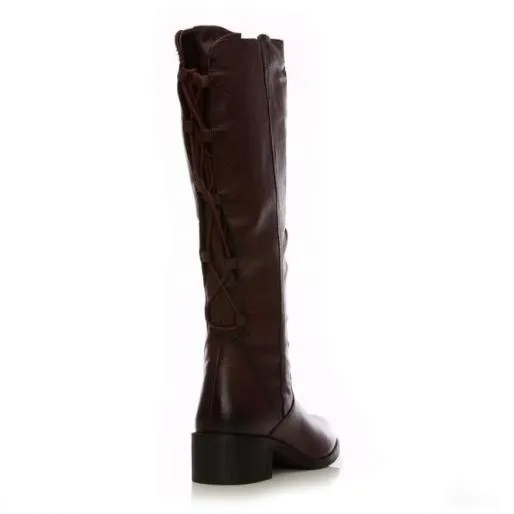 Lucura Burgundy Leather Women Moda In Pelle Knee High Boots