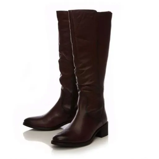 Lucura Burgundy Leather Women Moda In Pelle Knee High Boots