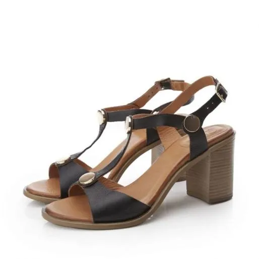 Lusia Black Leather Women Moda In Pelle Heeled Sandals Lusia Black Leather Women Moda In Pelle Heeled Sandals