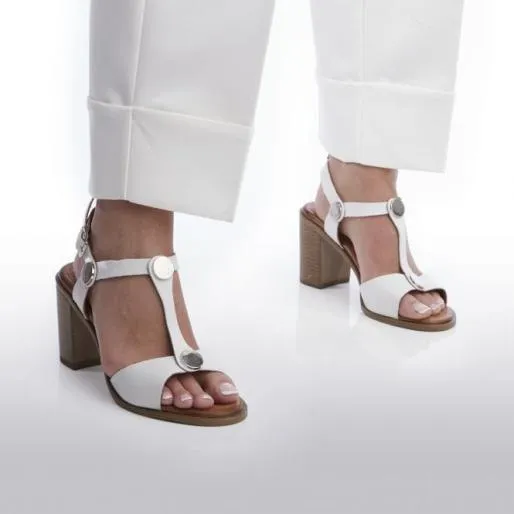 Lusia Off White Leather Women Moda In Pelle Heeled Sandals Lusia Off White Leather Women Moda In Pelle Heeled Sandals