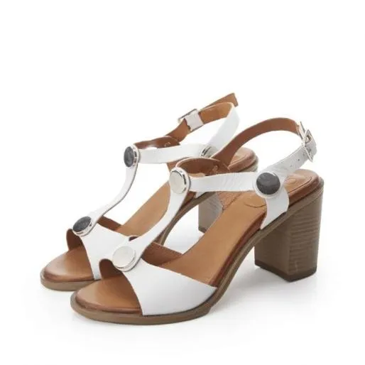 Lusia Off White Leather Women Moda In Pelle Heeled Sandals Lusia Off White Leather Women Moda In Pelle Heeled Sandals